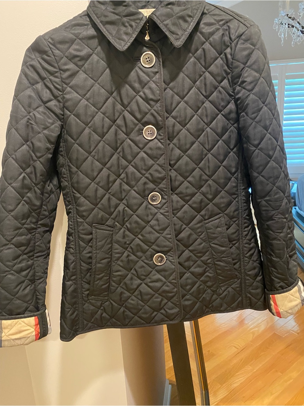 Burberry Black Quilted Diamond-Stitch Jacket size XS